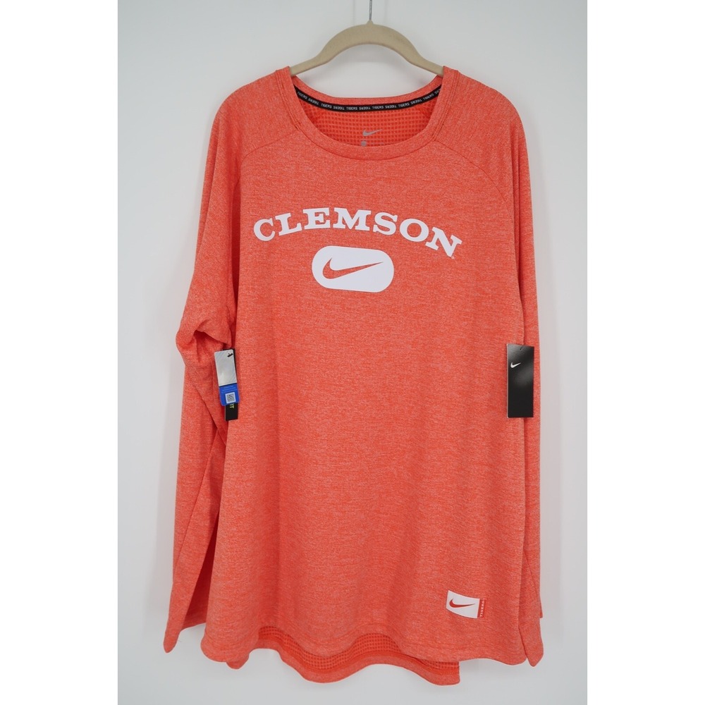 Nike Clemson Tigers Men's XXL Stadium Performance Orange‎ Long Sleeve Crew Neck
